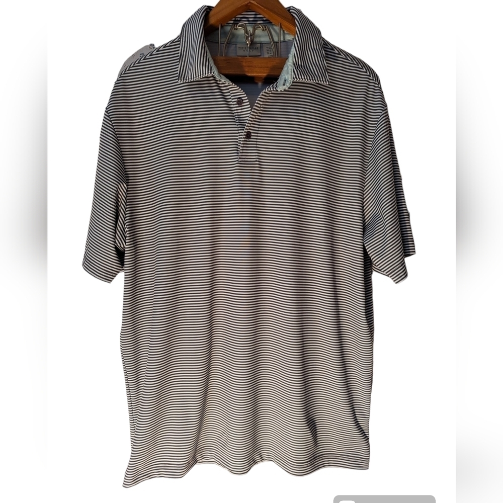Rorie Whelan Golf Polo Shirt Mens XL gray white striped NWOT